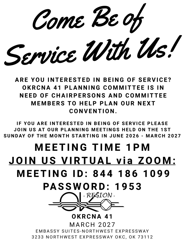 Come be of service - OKRCNA 41